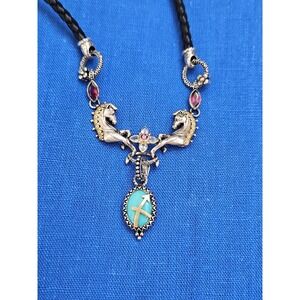 Barbara Bixby Zodiac Sagittarius Horse Necklace 18k Gold & 925 Convertible